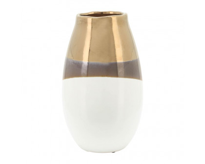 Sagebrook - 10" Ceramic 2-Tone Vase in Gold/White