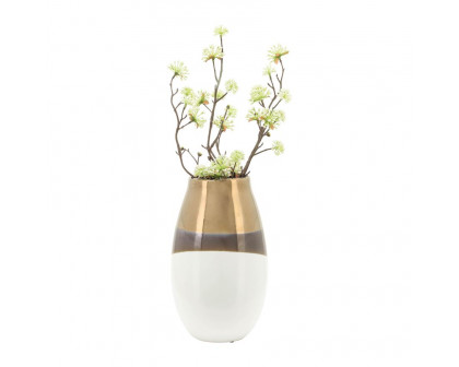 Sagebrook - 10" Ceramic 2-Tone Vase in Gold/White