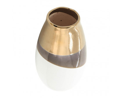 Sagebrook - 10" Ceramic 2-Tone Vase in Gold/White