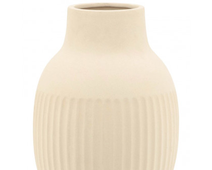 Sagebrook - 9" Ceramic Ridged Bulbous Vase in Ivory