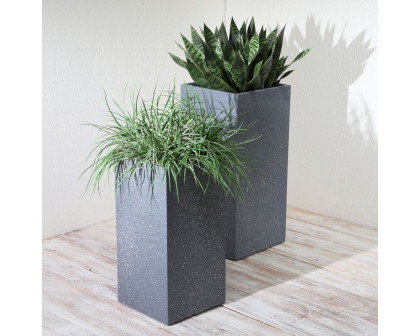 Sagebrook 11"/13" Resin Square Nested Planters (Set Of 2) - Dark Gray