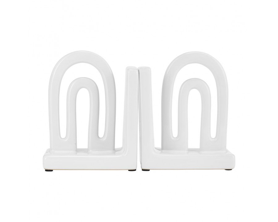 Sagebrook 6" Ceramic Arch Bookends (Set Of 2) - White