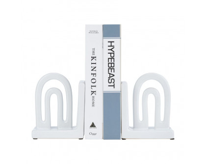 Sagebrook™ 6" Ceramic Arch Bookends (Set Of 2) - White