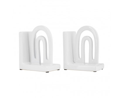 Sagebrook™ 6" Ceramic Arch Bookends (Set Of 2) - White