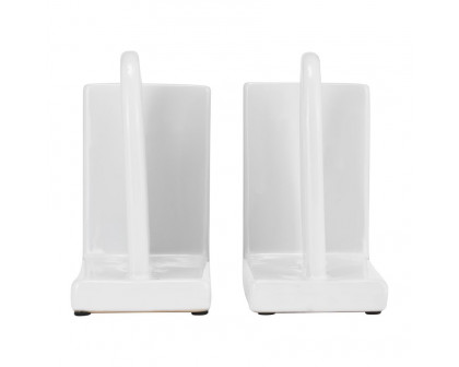 Sagebrook™ 6" Ceramic Arch Bookends (Set Of 2) - White