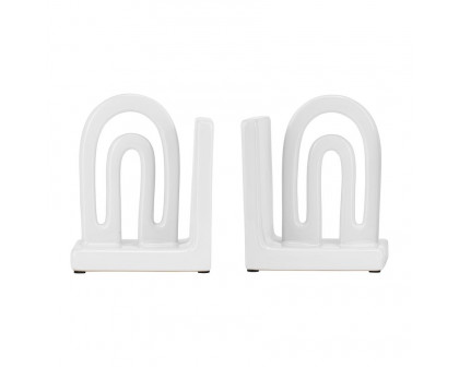 Sagebrook™ 6" Ceramic Arch Bookends (Set Of 2) - White