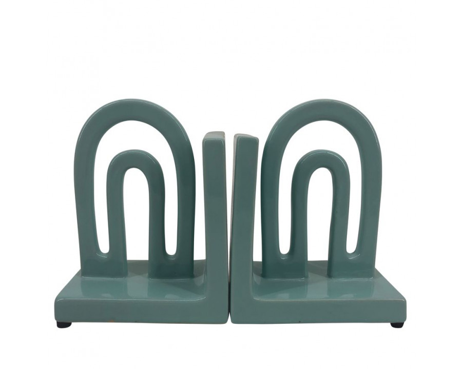 Sagebrook 6" Ceramic Arch Bookends (Set Of 2) - Mint