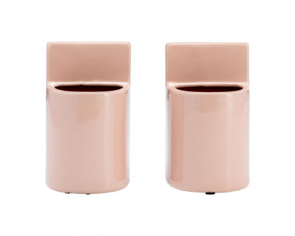 Sagebrook 6" Ceramic Pouch Bookends - Blush