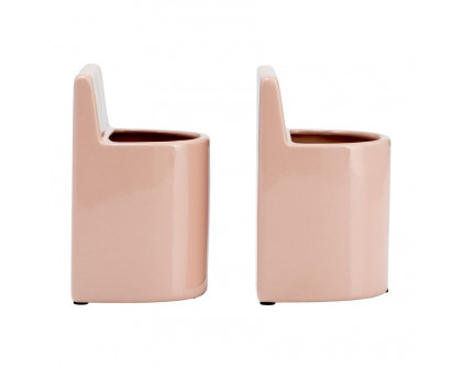 Sagebrook 6" Ceramic Pouch Bookends - Blush