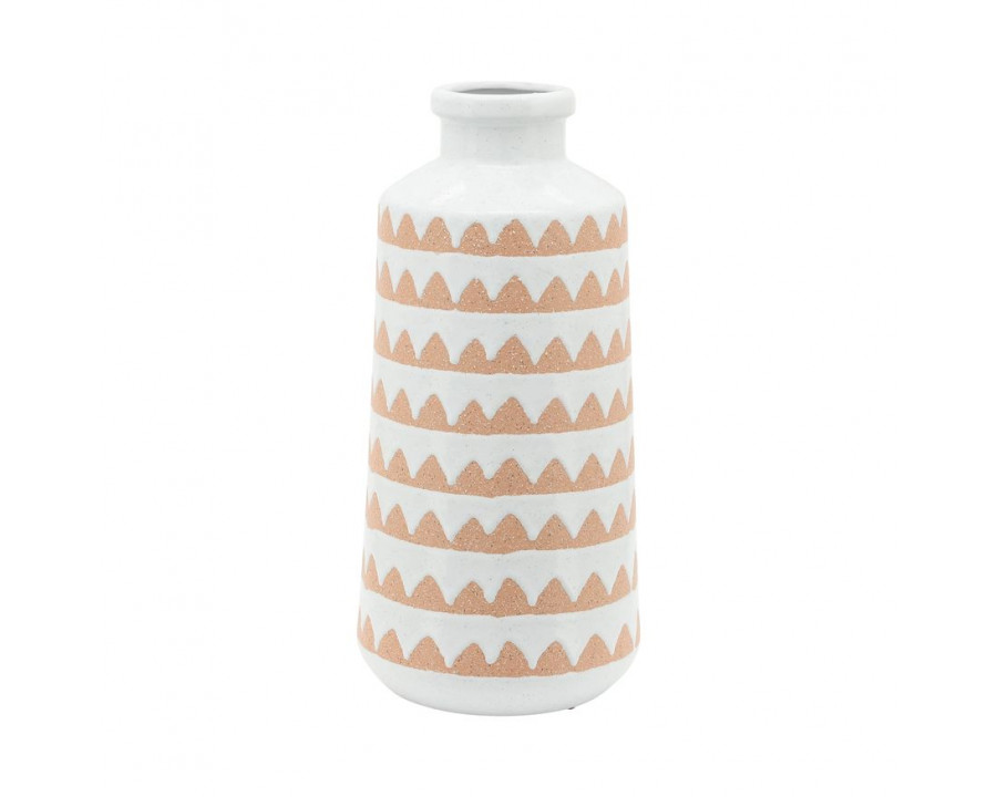 Sagebrook 12" Ceramic Aztec Vase - Ivory