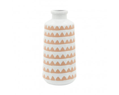 Sagebrook 12" Ceramic Aztec Vase - Ivory