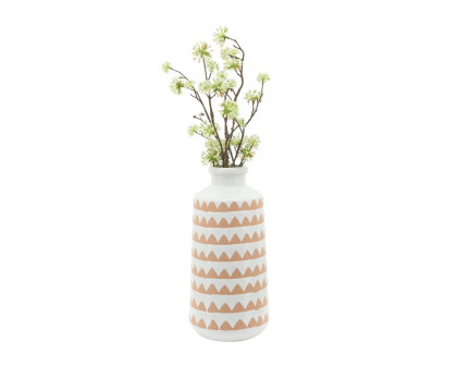 Sagebrook 12" Ceramic Aztec Vase - Ivory