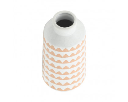 Sagebrook 12" Ceramic Aztec Vase - Ivory