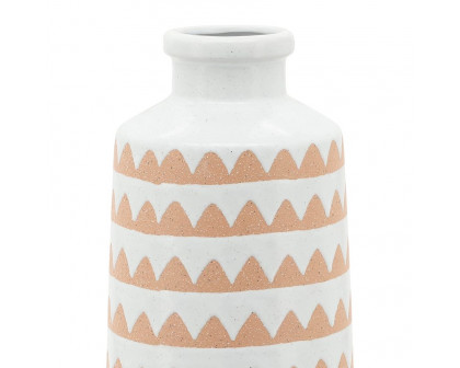 Sagebrook 12" Ceramic Aztec Vase - Ivory