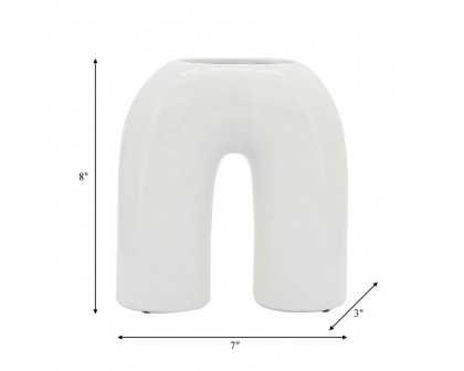 Sagebrook 8" Ceramic Horseshoe Vase - White