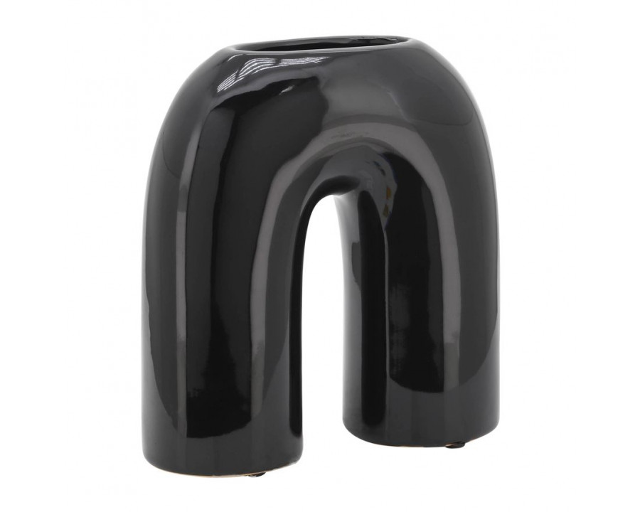 Sagebrook 8" Ceramic Horseshoe Vase - Black