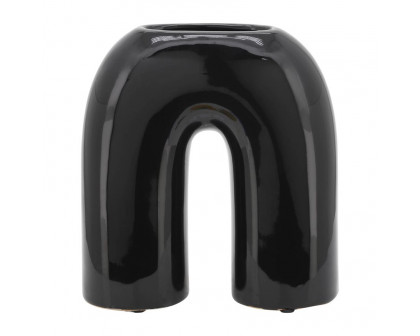 Sagebrook 8" Ceramic Horseshoe Vase - Black