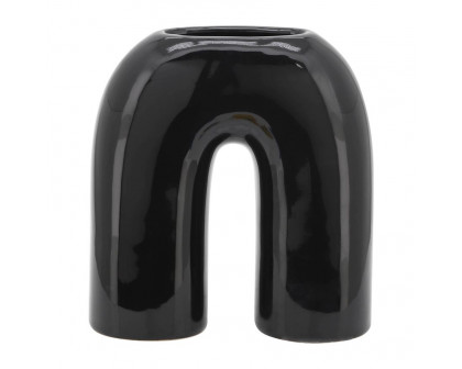 Sagebrook 8" Ceramic Horseshoe Vase - Black