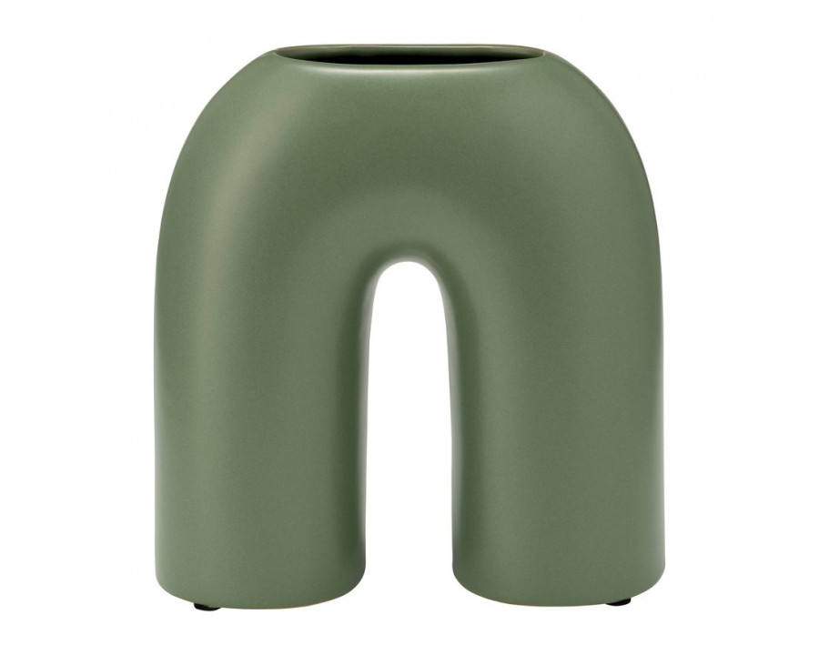 Sagebrook 8" Ceramic Horseshoe Vase - Dark Sage