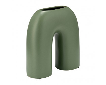 Sagebrook 8" Ceramic Horseshoe Vase - Dark Sage