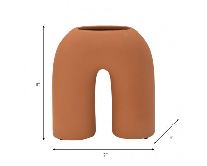 Sagebrook 8" Ceramic Horseshoe Vase - Terracotta