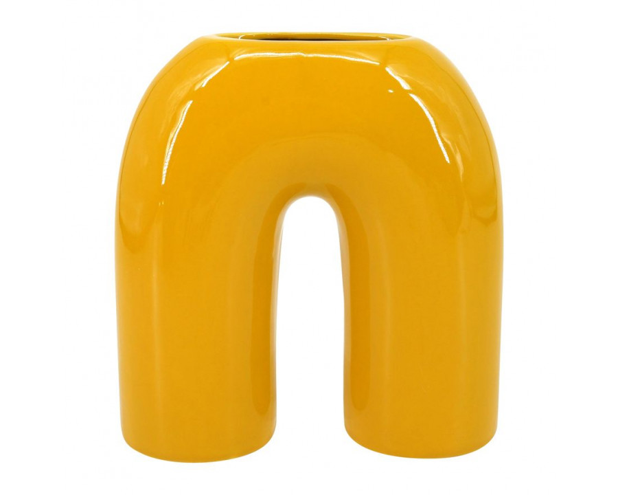 Sagebrook 8" Ceramic Horseshoe Vase - Mustard Gold