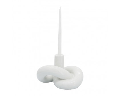 Sagebrook 10" Ceramic Loopy Candle Holder - White