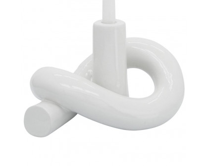 Sagebrook 10" Ceramic Loopy Candle Holder - White