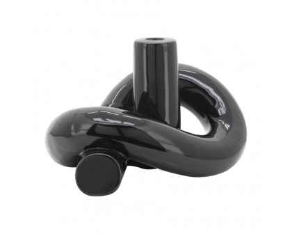 Sagebrook 10" Ceramic Loopy Candle Holder - Black