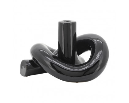 Sagebrook 10" Ceramic Loopy Candle Holder - Black