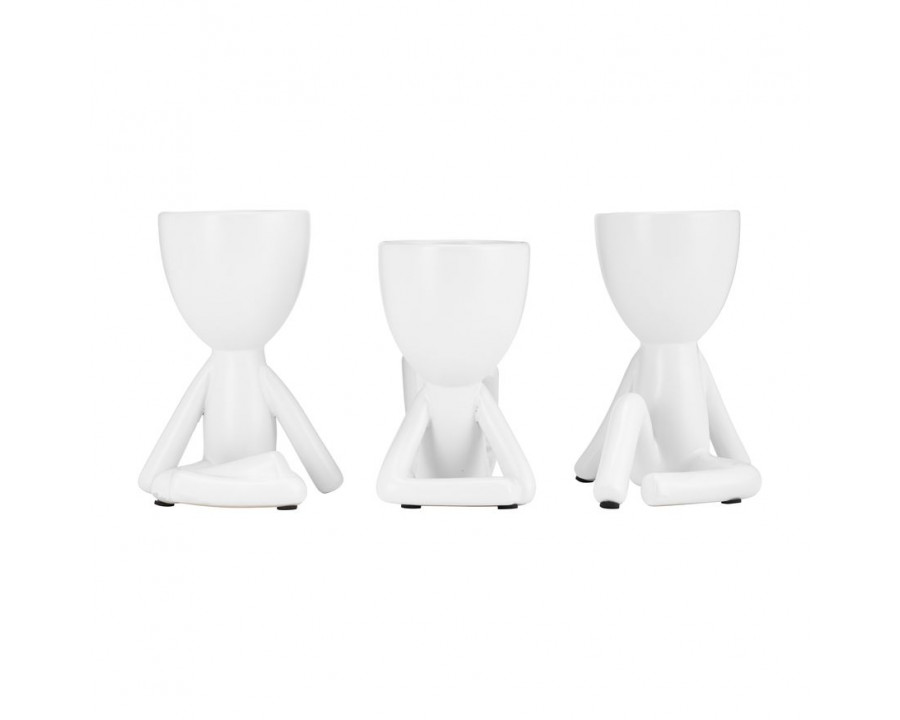 Sagebrook 8" Ceramic Sitting Humans (Set Of 3) - White