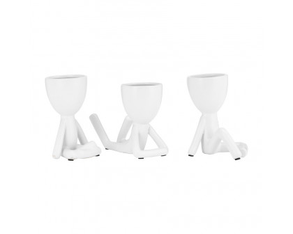 Sagebrook 8" Ceramic Sitting Humans (Set Of 3) - White