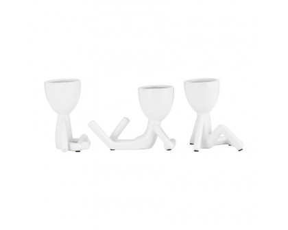 Sagebrook 8" Ceramic Sitting Humans (Set Of 3) - White