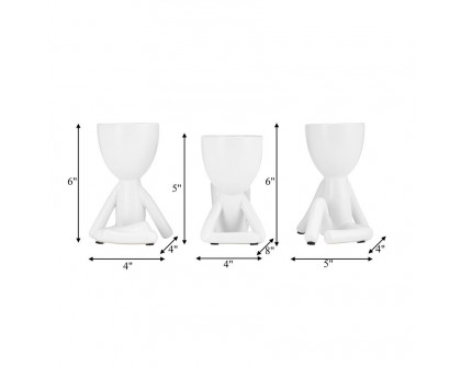 Sagebrook 8" Ceramic Sitting Humans (Set Of 3) - White