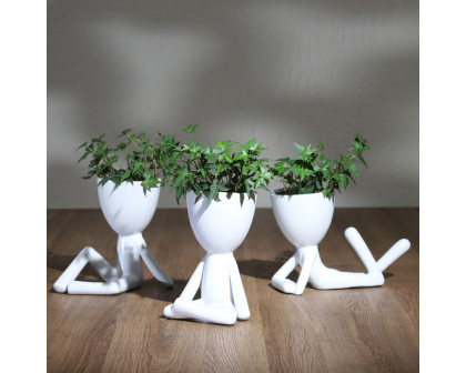 Sagebrook 8" Ceramic Sitting Humans (Set Of 3) - White