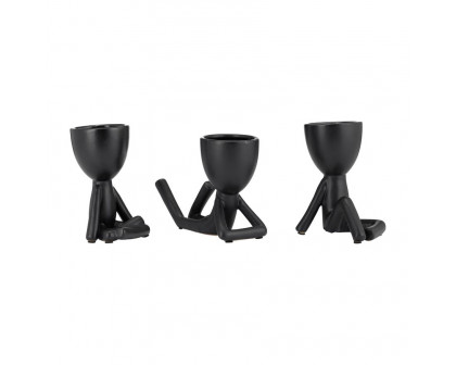 Sagebrook 8" Ceramic Sitting Humans (Set Of 3) - Black