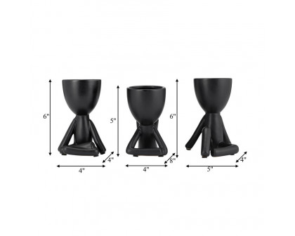 Sagebrook 8" Ceramic Sitting Humans (Set Of 3) - Black