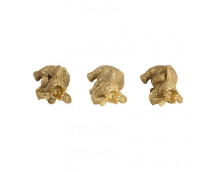 Sagebrook - 8" Resin No Evil Elephants (Set Of 3) in Gold