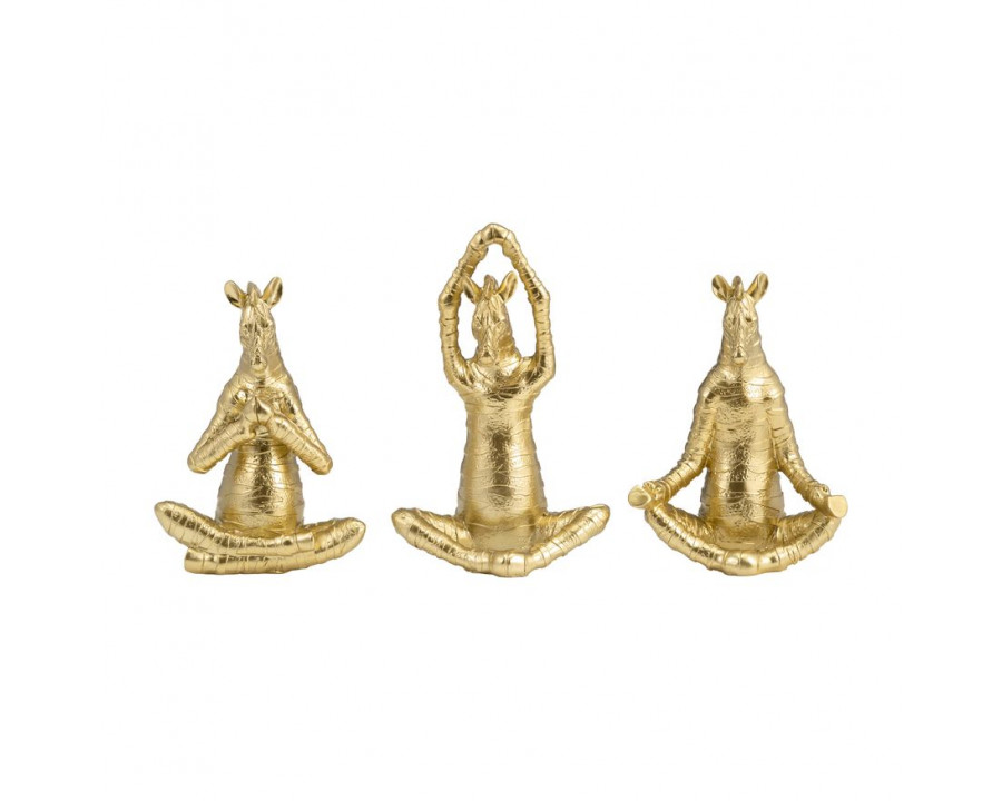 Sagebrook - 8" Resin No Evil Zebras (Set Of 3) in Gold