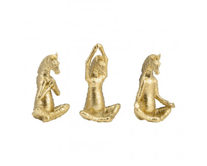 Sagebrook - 8" Resin No Evil Zebras (Set Of 3) in Gold