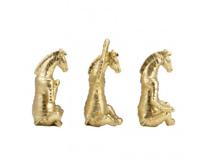 Sagebrook - 8" Resin No Evil Zebras (Set Of 3) in Gold