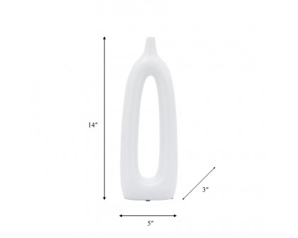 Sagebrook 14" Ceramic Open Cut-out Vase - White