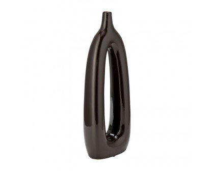 Sagebrook 14" Ceramic Open Cut-out Vase - Dark Brown