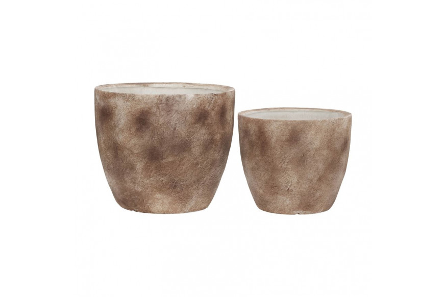 Sagebrook™ 17"/20" Resin Textured Planters (Set Of 2) - Brown