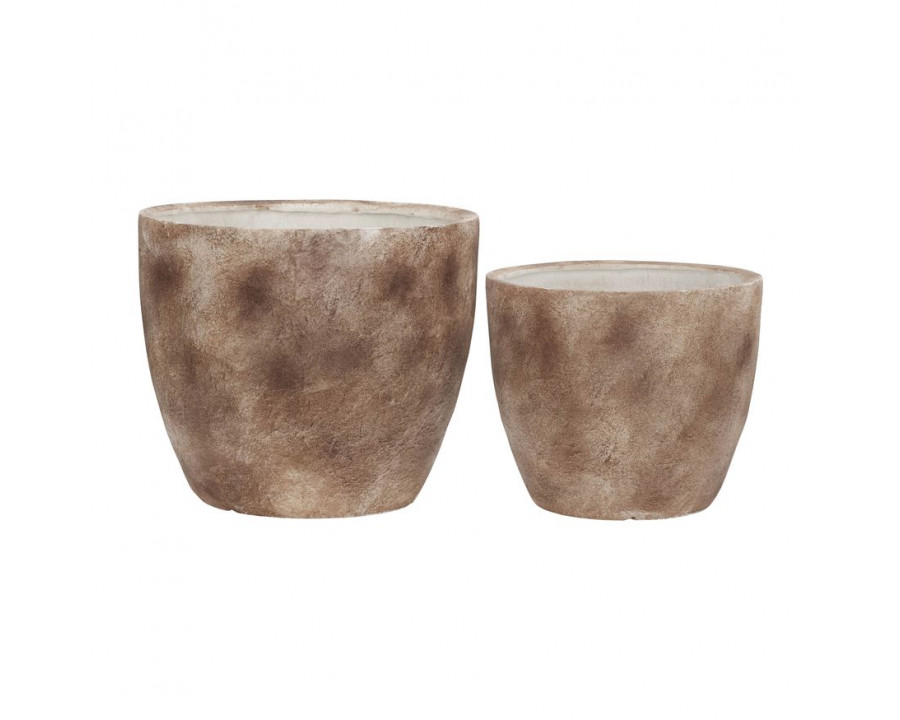 Sagebrook - 17"/20" Resin Textured Planters (Set Of 2) in Brown