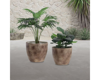 Sagebrook™ 17"/20" Resin Textured Planters (Set Of 2) - Brown