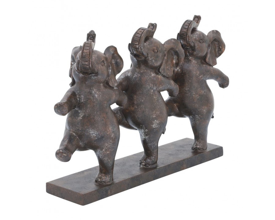 Sagebrook - 7" Resin Dancing Elephants in Bronze