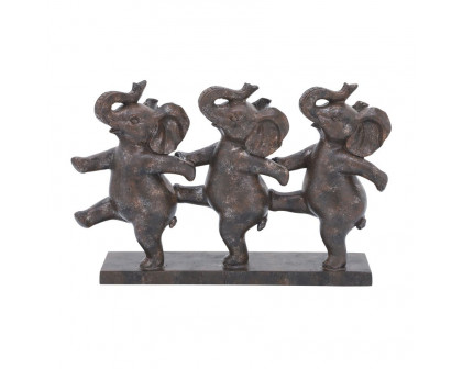 Sagebrook - 7" Resin Dancing Elephants in Bronze