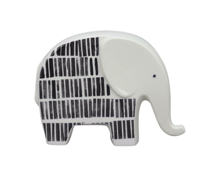 Sagebrook 7" Ceramic Elephant Trunk Down - Black/White