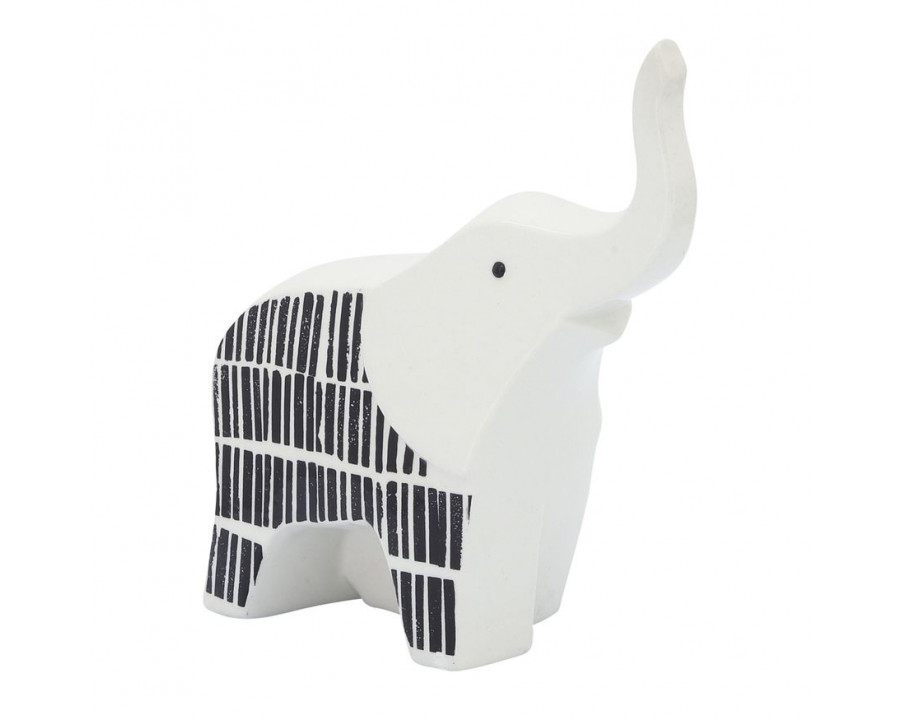 Sagebrook 7" Ceramic Elephant Trunk Up - Black/White